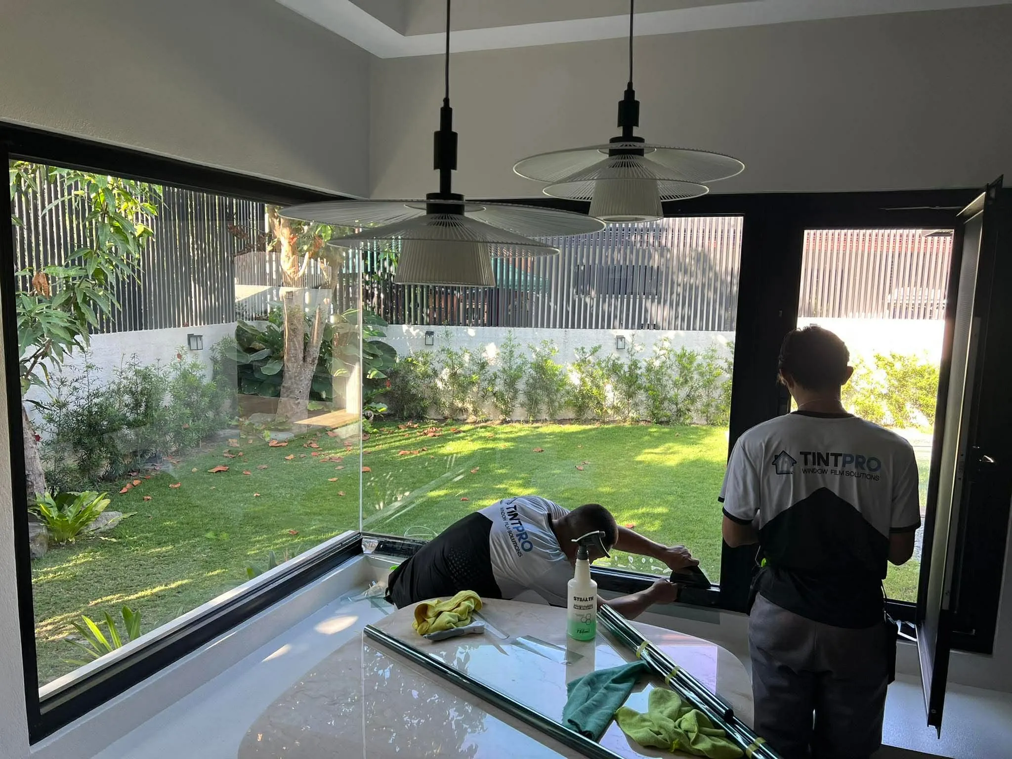 Residential window tinting installation